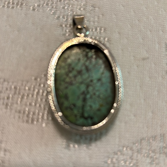 TIBETIAN  TURQUOISE NEW Sterling silver Tibetan turquoise pendant - Picture 3 of 9